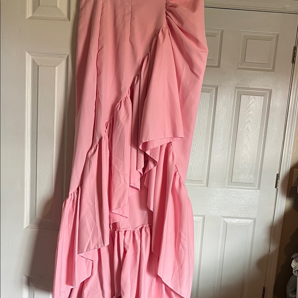 Elegant Pink Ruffled Skirt